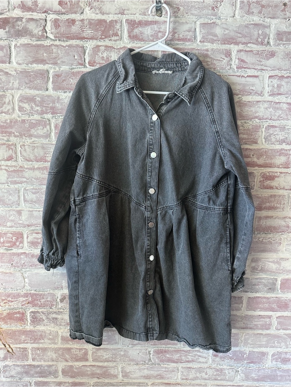 Newbury Kustom Washed Gray Denim Button-Front Dress